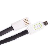 Дата кабель Drobak USB 2.0 AM to Micro 5P 1.0m 1,2A LED плоский (Blac Фото