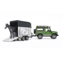 Спецтехника Bruder джип Land Rover Defender с прицепом и лошадкой М1 Фото