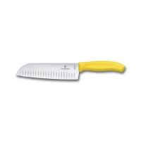 Кухонний ніж Victorinox SwissClassic сантоку 17 см, ребристое лезвие, желт Фото