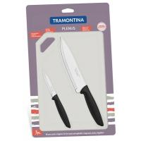 Набір ножів Tramontina Plenus 3 предмета (с досточкой) Black Фото