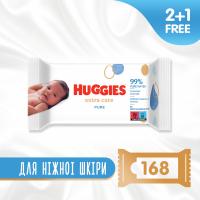 Дитячі вологі серветки Huggies Pure Extra Care 3 х 56 шт Фото