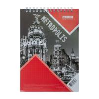Блокнот Buromax на пружині зверху METROPOLIS, А4, 48 л., клітина, Фото