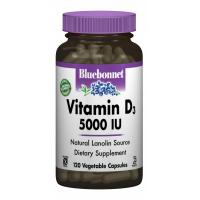 Витамин Bluebonnet Nutrition Витамин D3 5000IU, 120 вегетарианских капсул Фото