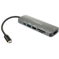 Концентратор Vinga USB Type-C 3.1 to HDMI+USB3.0+USB 2.0+SD/microSD+P Фото