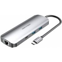 Концентратор Vention USB3.1 Type-C --> HDMI/USB 3.0x2/RJ45/USB-C/SD/TF/ Фото