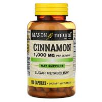 Травы Mason Natural Корица 1000 мг, Cinnamon, 100 капсул Фото