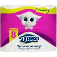 Туалетная бумага Диво Econom 2 слоя белая 8 рулонов Фото