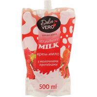 Жидкое мыло Dolce Vero Strawberry Milk з молочними протеїнами дой-пак 500 Фото