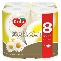 Туалетная бумага Ruta Selecta с ароматом ромашки 3 слоя 8 рулонов Фото