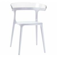 Кухонний стілець PAPATYA luna біле, верх прозоро-чистий Фото