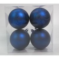 Ялинкова іграшка Novogod`ko набір куль пластик, 8см, 4 шт, синій матовий Фото