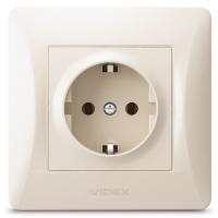 Розетка Videx BINERA 1ая с заземлением кремовая Фото