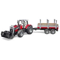 Спецтехника Bruder трактор Massey Ferguson 7480 с погрузчиком и лесны Фото