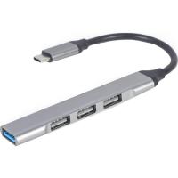 Концентратор Gembird USB-C 4 ports (1xUSB3.1+3xUSB2.0) metal silver Фото