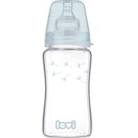 Пляшечка для годування Lovi Diamond Glass Botanic скляна 250 мл Світло-синя Фото