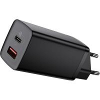 Зарядний пристрій Baseus 2xUSB 65W GaN (USB-C+USB-A) black Фото