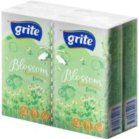 Салфетки косметические Grite Blossom Camomile & Lime 3 слоя 10 шт х 4 пачки Фото