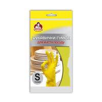 Перчатки хозяйственные Помічниця Сверхпрочные Для посуды Желтые размер 6 (S) Фото