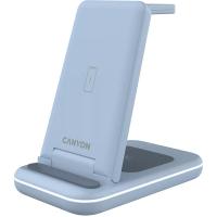Зарядний пристрій Canyon WS-304 Foldable 3in1 Wireless charger Blue Фото