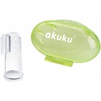 Детская зубная щетка Akuku силіконова, масажер для ясен, зелений Фото