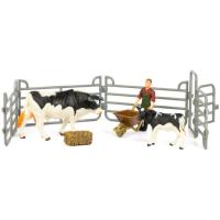 Фигурка Kids Team набор Ферма фермер, черно белый бык,черно белый те Фото