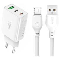 Зарядное устройство XO L101 PD + QC3.0 (1USB/2Type-C/20W) + USB - MicroUS Фото