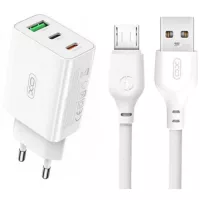 Зарядний пристрій XO L101 PD + QC3.0 (1USB/2Type-C/20W) + USB - MicroUS Фото