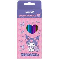 Карандаши цветные Kite Kuromi тригранні, 12 кольорів Фото