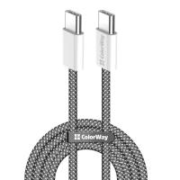 Дата кабель ColorWay USB-C to USB-C 2.0m (braided cotton) (PD Fast Char Фото