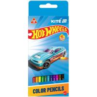 Карандаши цветные Kite Hot Wheels тригранні, 12 кольорів Фото