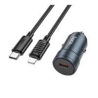 Зарядное устройство HOCO 1xUSB-C PD30W car adapter + cable USB-C to Lightni Фото