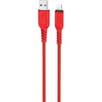 Дата кабель HOCO USB 2.0 AM to Lightning 1.0m 2.4A nylon X59 red Фото