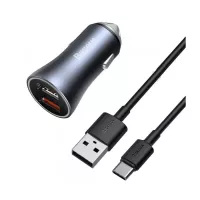 Зарядний пристрій Baseus 2xUSB QC3.0 + cable USB to USB-C 40W Golden Contac Фото