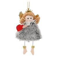 Елочная игрушка Chomik Фея хутро 8х16 см, сіра Фото