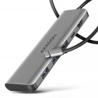 Концентратор AXAGON USB-C to 3xUSB-A + HDMI 5Gbps + PD 100W 1.0m grey Фото