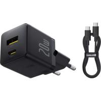 Зарядное устройство Baseus 1xUSB-C PD20W + 1xUSB + cable USB-C to USB-C white Фото