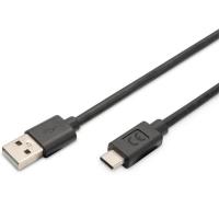 Дата кабель Digitus USB 2.0 AM to USB-C 3.0m black Фото