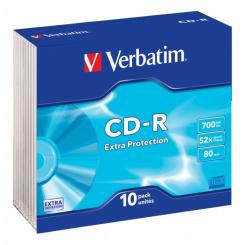 Диск CD Verbatim CD-R 700Mb 52x Slim case 10шт Extra Фото