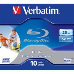 Диск BD Verbatim 25Gb 6x Jewel 10шт Printable Фото 1