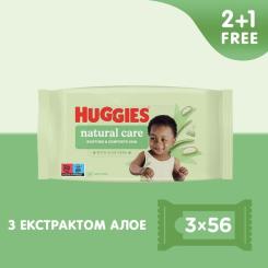 Детские влажные салфетки Huggies Natural Care 56 х 3 шт Фото 1