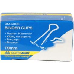 Биндер металлический Buromax 19мм, 12шт, black Фото 1