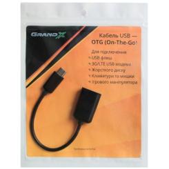 Переходник Grand-X OTG USB 2.0 AF to Micro 5P 0.1m Фото 1