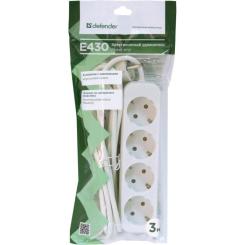 Сетевой удлинитель Defender E430 3.0 m 4 роз white Фото 3