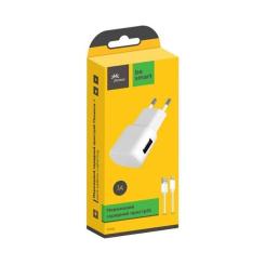 Зарядное устройство Florence USB, 1.0A + cable Lightning white Фото 1