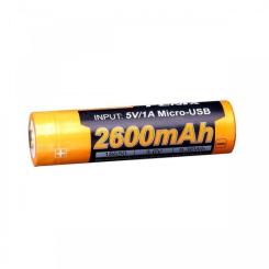 Аккумулятор Fenix 18650 2600 mAh micro usb зарядка Фото 1