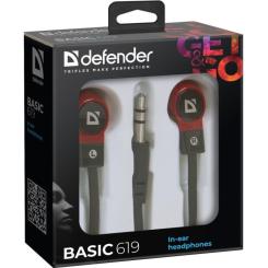 Наушники Defender Basic 619 Black-Red Фото 1