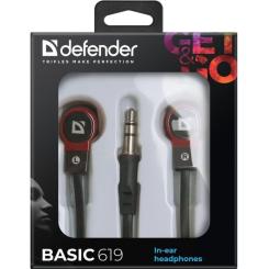 Наушники Defender Basic 619 Black-Red Фото 2