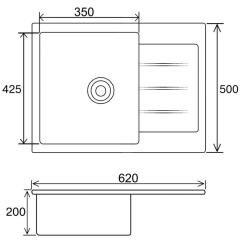 Мойка кухонная Ventolux SILVIA (GRAY GRANIT) Фото 9