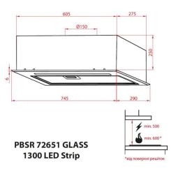 Вытяжка кухонная Weilor PBSR 72651 GLASS BL 1300 LED Strip Фото 11