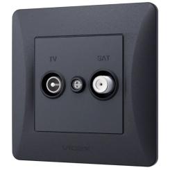 ТВ розетка Videx BINERA TV одинарна телевізійна чорні Фото